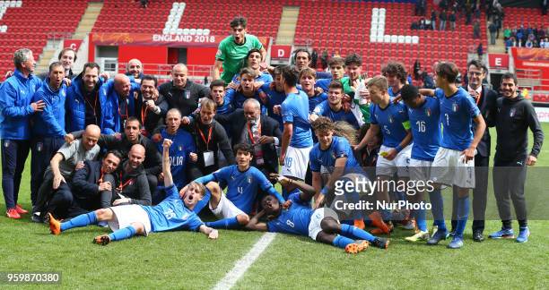 During the UEFA Under-17 Championship Semi-Final match between Italy U17s against Belgium U17s at New York Stadium, Rotherham United FC, England on...