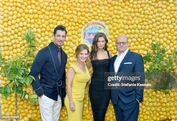 David Gandy, Senior Vice President at Shiseido Fragrances Robin Mason, Bianca Balti and attend the Dolce & Gabbana Light Blue Italian Zest Launch...