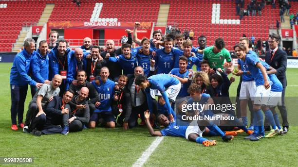 During the UEFA Under-17 Championship Semi-Final match between Italy U17s against Belgium U17s at New York Stadium, Rotherham United FC, England on...