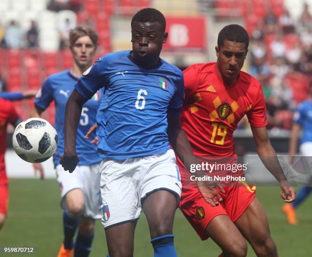 Paolo Gozzi Iweru of Italy Under 17 during the UEFA Under-17 Championship Semi-Final match between Italy U17s against Belgium U17s at New York...