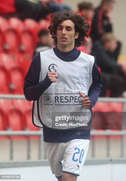 Alessandro Cortinovis of Italy Under 17 during the UEFA Under-17 Championship Semi-Final match between Italy U17s against Belgium U17s at New York...