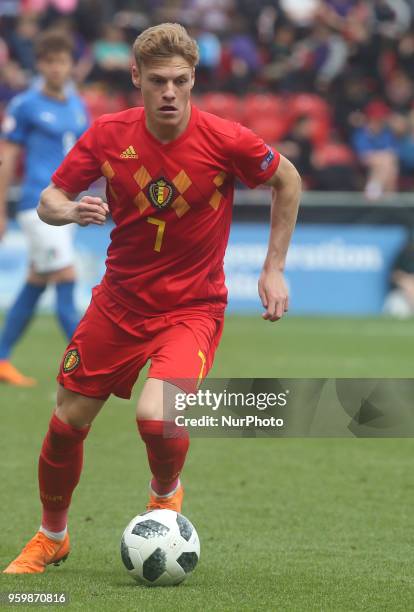 Yorbe Vartessen of Belgium Under 17 during the UEFA Under-17 Championship Semi-Final match between Italy U17s against Belgium U17s at New York...