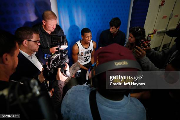 De'Anthony Melton talks to the media during the NBA Draft Combine Day 1 at the Quest Multisport Center on May 17, 2018 in Chicago, Illinois. NOTE TO...