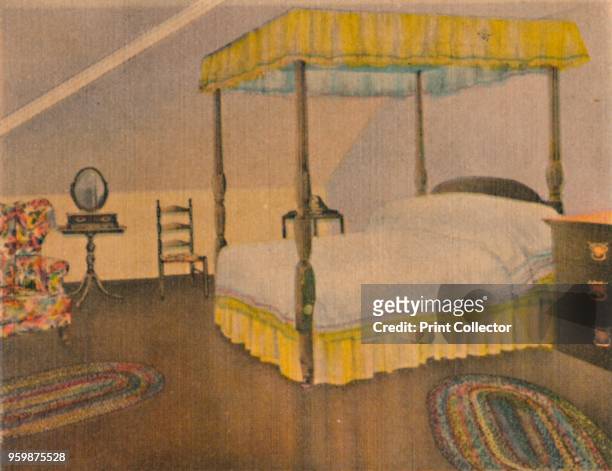 Mrs. Washington's Bedroom', 1946. From Greetings from Mount Vernon V.A. [Capitol Souvenir Company, Washington D.C., 1946]. Artist Unknown.