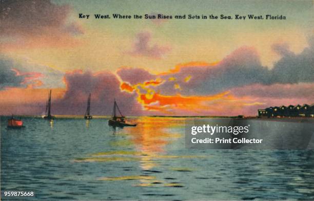 Key West. Where the Sun Rises and Sets in the Sea, Key West, Florida', circa 1940s. From Souvenir Folder of Quaint Key West Fla. [Tichnor Quality...