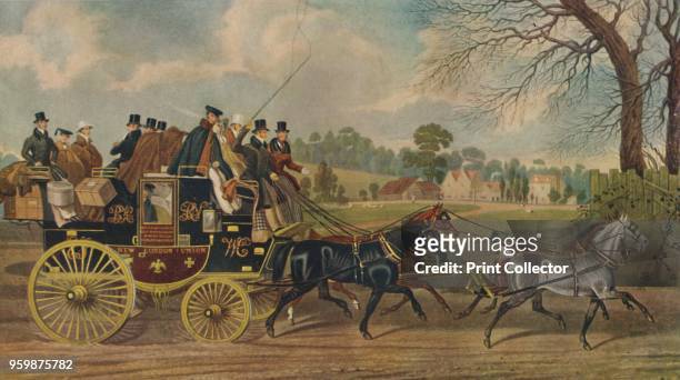 Roadsters, New London Union Coach', circa 1840, . From The Story of British Sporting Prints, by Captain Frank Siltzer. [Halton & Truscott Smith, Ltd,...