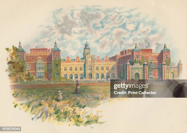 Hatfield House, Hertfordshire - South Front', circa 1890. From Cassell's History of England, by John Cassell. [A. W. Cowan, Cassell & Company...