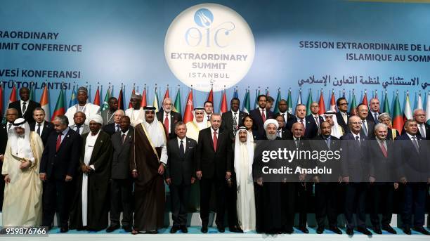 Turkish President Recep Tayyip Erdogan , Turkish Prime Minister Binali Yildirim , Palestinian Prime Minister Rami Hamdallah , President of Iran...