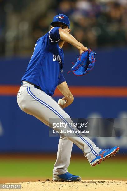 Jaime Garcia of the Toronto Blue Jays pitches against the New York Mets at Citi Field on May 15, 2018 in the Flushing neighborhood of the Queens...