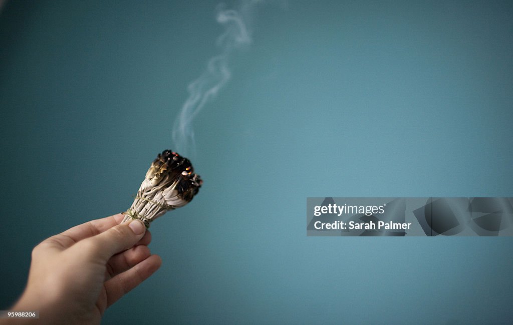 Sage smudging ceremony