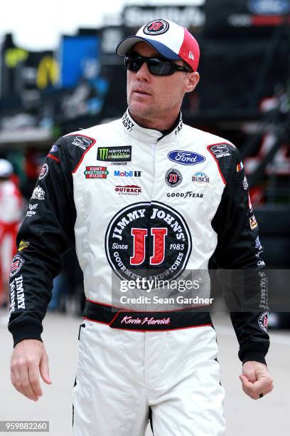 Kevin Harvick, driver of the Jimmy John's Ford, stands in the garage during practice for the Monster Energy NASCAR Cup Series All-Star Race at...