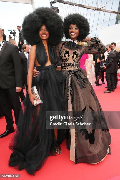 Miriam Odemba and a guest attend the screening of "The Wild Pear Tree " during the 71st annual Cannes Film Festival at Palais des Festivals on May...