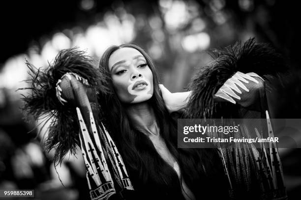 Winnie Harlow attends the amfAR Gala Cannes 2018 dinner at Hotel du Cap-Eden-Roc on May 17, 2018 in Cap d'Antibes, France.