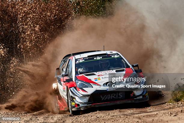 Esapekka Lappi of Finland and Janne Ferm of Finland compete in their Toyota Gazoo Racing WRT Toyota Yaris WRC during day two of World Rally...