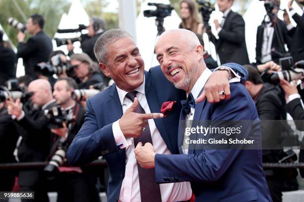 Samy Naceri and his brother Larbi Naceri attend the screening of "The Wild Pear Tree " during the 71st annual Cannes Film Festival at Palais des...