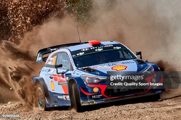 Daniel Sordo of Spain and Carlos Del Barrio of Spain compete in their Hyundai Shell Mobis WRT Hyundai i20 Coupe WRC during day two of World Rally...