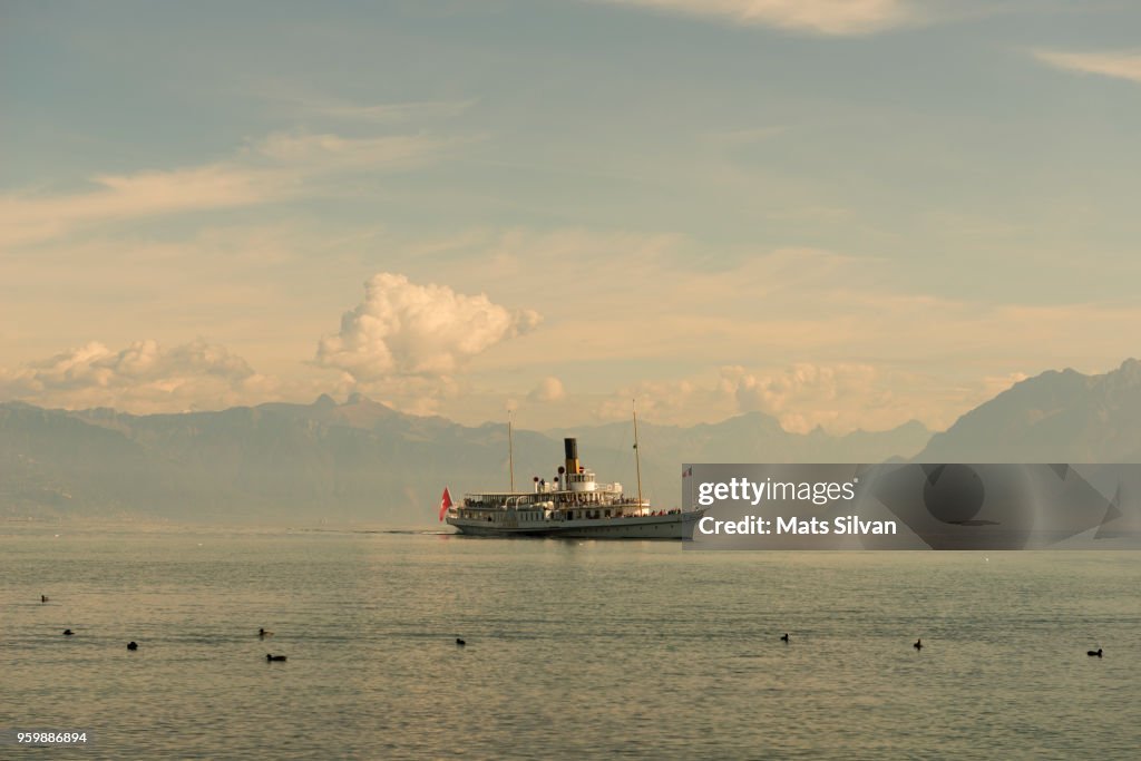 Paddle Wheel Boat on Lake Geneva in Lausanne