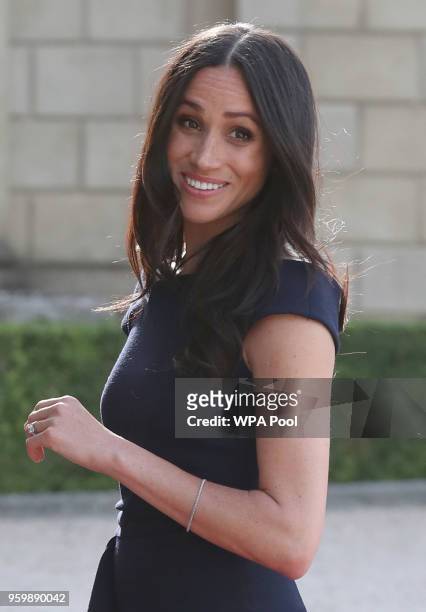 Meghan Markle arrives at Cliveden House Hotel on the National Trust's Cliveden Estate to spend the night before her wedding to Prince Harry on May...