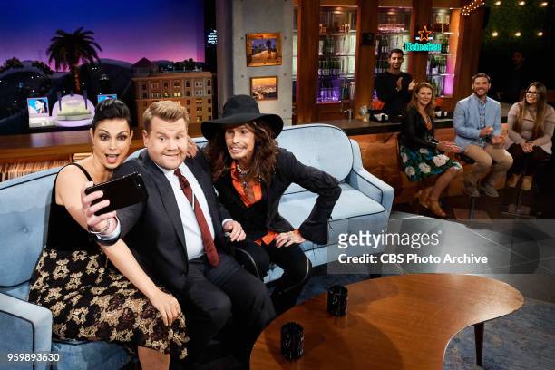 The Late Late Show with James Corden airing Thursday, May 17 with guests Morena Baccarin and Steven Tyler.