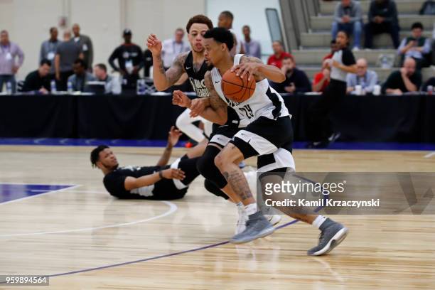 McDaniels drives to the basket during the G-League Elite Mini Camp on May 15, 2018 at Quest Multisport in Chicago, Illinois. NOTE TO USER: User...