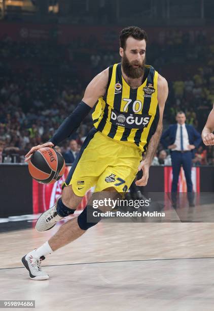 Luigi Datome, #70 of Fenerbahce Dogus Istanbul in action during the 2018 Turkish Airlines EuroLeague F4 Semifinal B game between Fenerbahce Dogus...