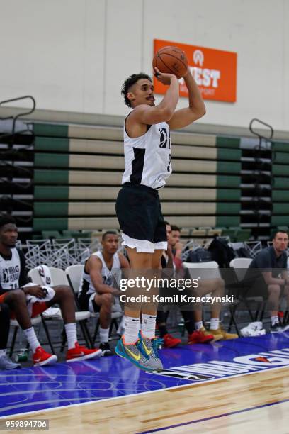 Nick Johnson shoots the ball during the G-League Elite Mini Camp on May 15, 2018 at Quest Multisport in Chicago, Illinois. NOTE TO USER: User...