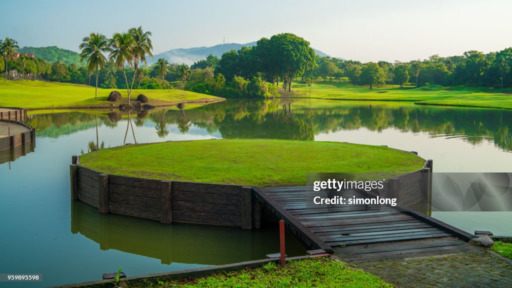 Green grass floating platform