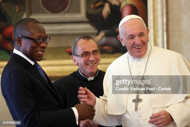 Pope Francis meets the President Of Benin Patrice Talon on May 18, 2018 in Vatican City, Vatican.