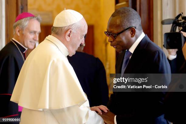 Pope Francis meets the President Of Benin Patrice Talon on May 18, 2018 in Vatican City, Vatican.