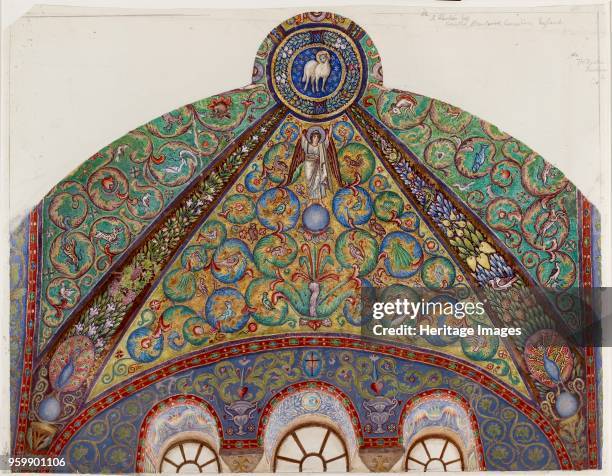 Drawing of Mosaics in the Vault of the Chancel of San Vitale, Ravenna, 1884. Artist Thomas Matthews Rooke.