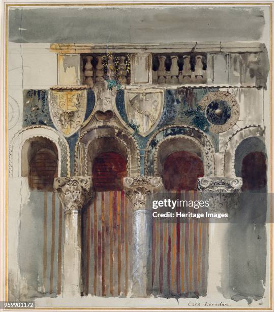 Study of the Marble Inlay on Front of the Casa Loredan, Venice, September-October 1845. Artist John Ruskin.