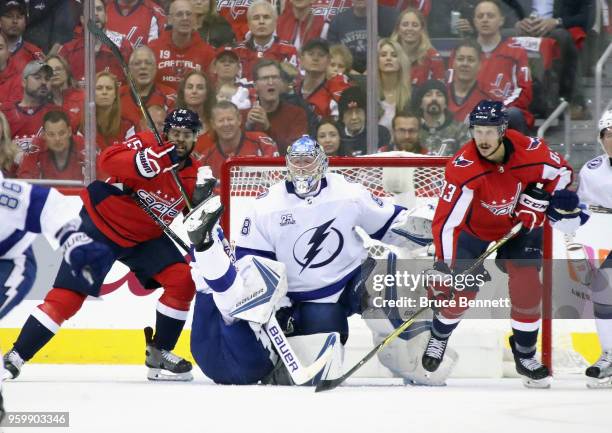 Andrei Vasilevskiy of the Tampa Bay Lightning skates against the Washington Capitals in Game Four of the Eastern Conference Finals during the 2018...