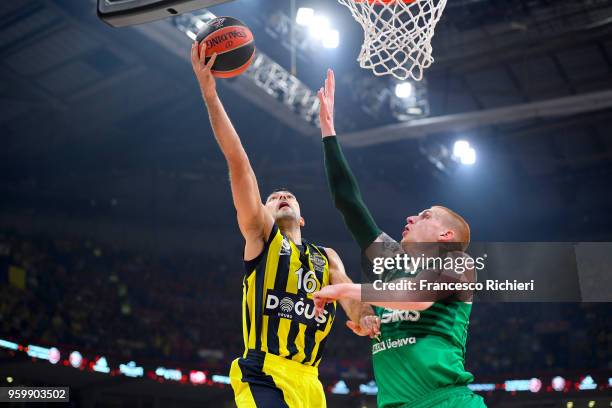 Kostas Sloukas, #16 of Fenerbahce Dogus Istanbul in action during the 2018 Turkish Airlines EuroLeague F4 Semifinal B game between Fenerbahce Dogus...