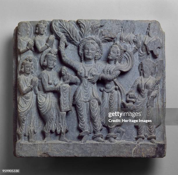 Relief depicting the birth of the Buddha, 150-250. Dimensions: height x width x depth: 37 x 42 x 12 cm. Artist Unknown.