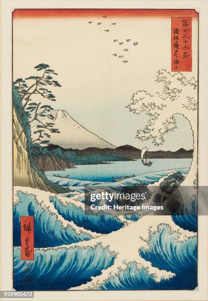 The Sea at Satta in Suruga Province, designed 1858, published 1858-1859. Dimensions: height x width: mount 55.6 x 40.6 cmheight x width: print 34.1 x...