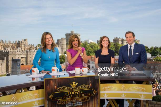 Savannah Guthrie, Hoda Kotb, royal editor Camilla Tominey and CNBC anchor Wilfred Frost for the wedding of Prince Harry and Meghan Markle at Windsor...