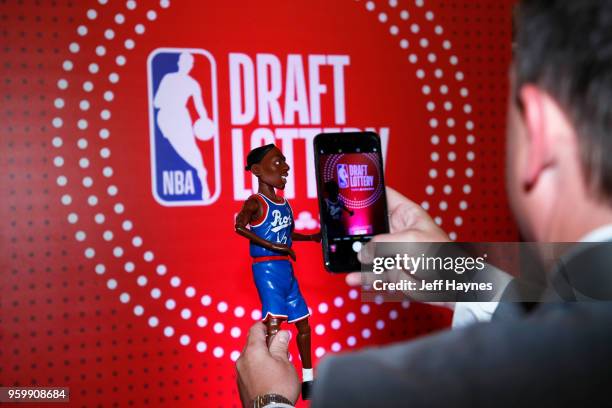 Little Penny doll is photographed during the 2018 NBA Draft Lottery at the Palmer House Hotel on May 15, 2018 in Chicago Illinois. NOTE TO USER: User...