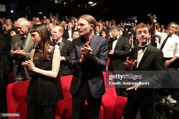 Astrid Berges, Michael Pitt, and Nahuel Perez Biscayart attend an Hommage to Edward Lachman during the 71st annual Cannes Film Festival at Palais des...