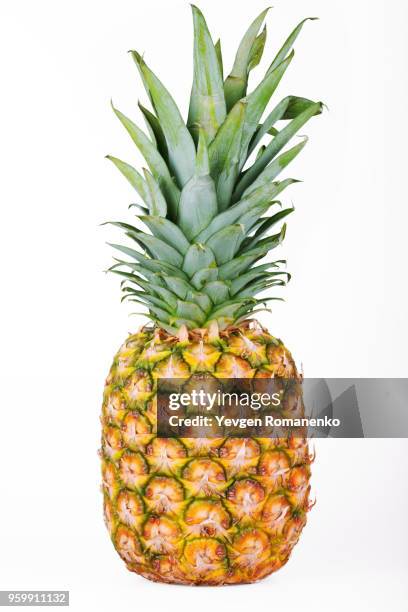 ripe pineapple isolated on white background - abacaxi - fotografias e filmes do acervo