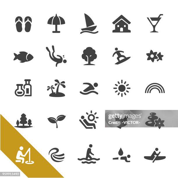 summer and vacation icons - select series - fish spa stock illustrations
