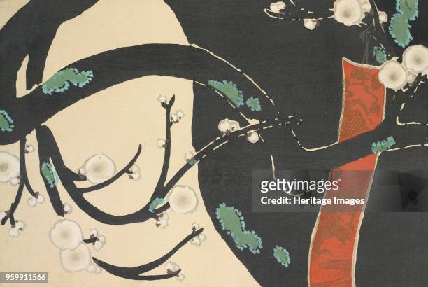 Ume, from Momoyo-gusa The World of Things Vol II, pub.1909 colour block woodcut. A Plum Tree; )