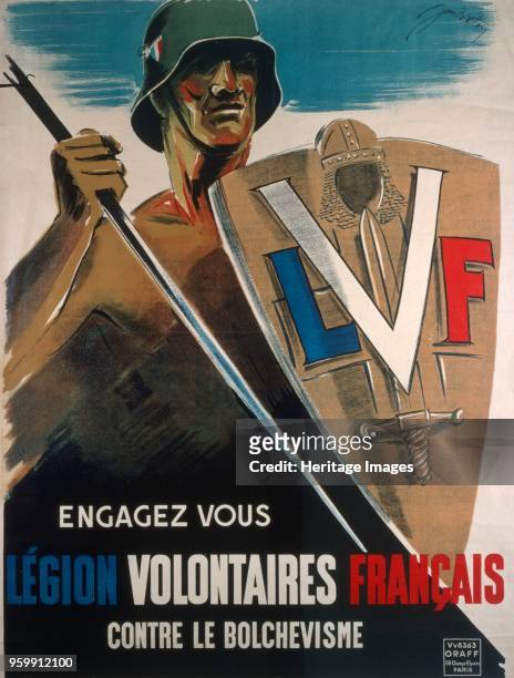 Join the LVF against the Bolsheviks, pub. 1942 colour lithograph. )