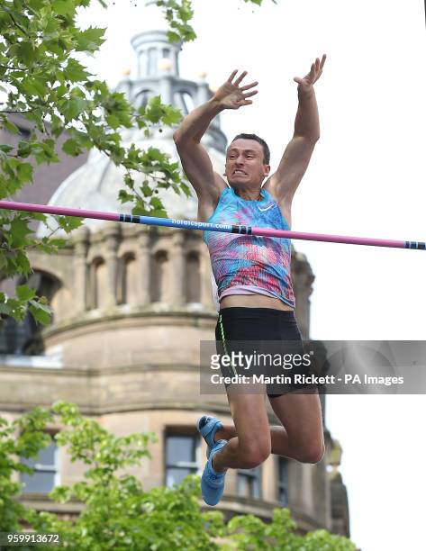 France's Stanley Joseph clears the bar on his way to winning the Men's Pole Vault, during the Arcadis Great CityGames at Deansgate, Manchester.