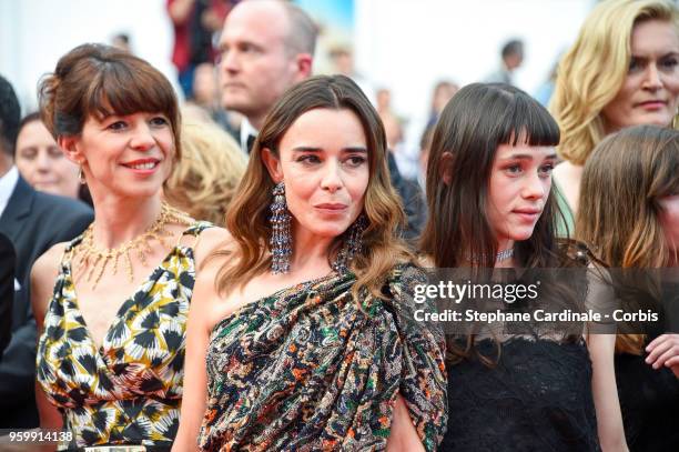 Guest, Elodie Bouchez and Astrid Berges-Frisbey attend the screening of "The Wild Pear Tree " during the 71st annual Cannes Film Festival at Palais...