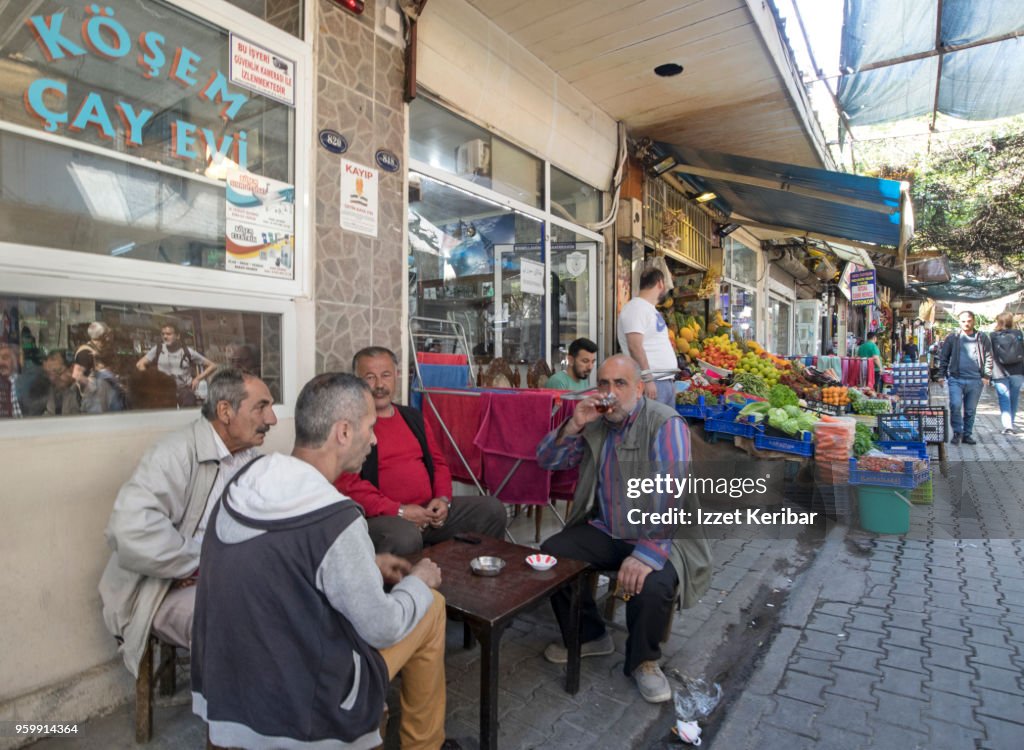 A street café near Kemeralti district at Izmir, Turkey