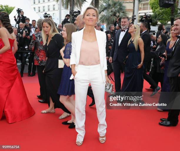Anne-Sophie Lapix attends the screening of "The Wild Pear Tree " during the 71st annual Cannes Film Festival at Palais des Festivals on May 18, 2018...