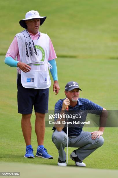 Jerry Kelly of the United States lines up a shot on the fourth hole during the second round of the Regions Tradition at the Greystone Golf & Country...