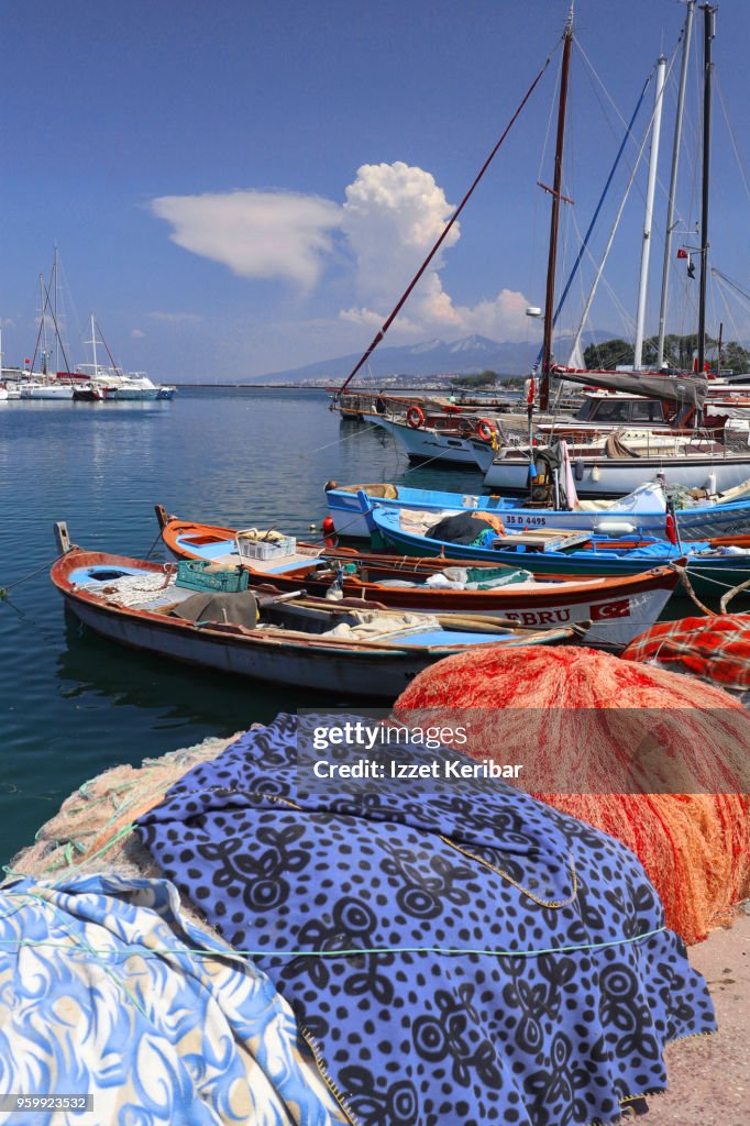 Urla village small port and boats, Izmir Turkey