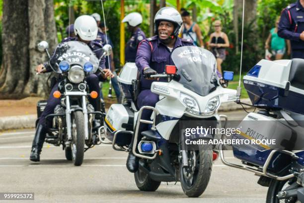 Police officers are deployed in the streets of Havana after a Cubana de Aviacion aircraft crashed after taking off from the Jose Marti international...