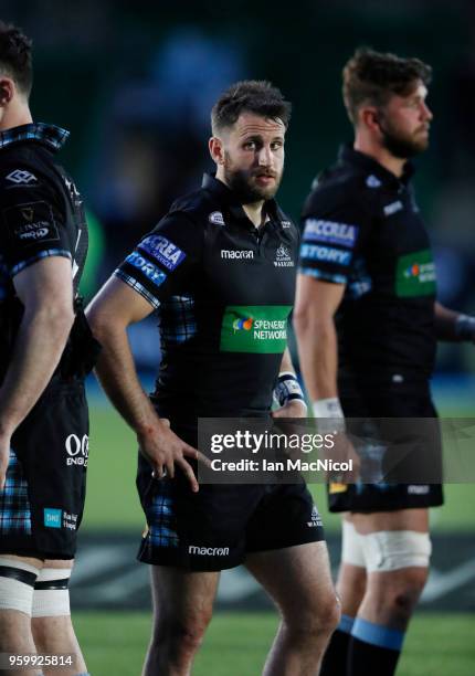 Tommy Seymour of Glasgow Warriors looks on during the Guinness Pro14 Semi Final match between Glasgow Warriors and Scarlets at Scotstoun Stadium on...
